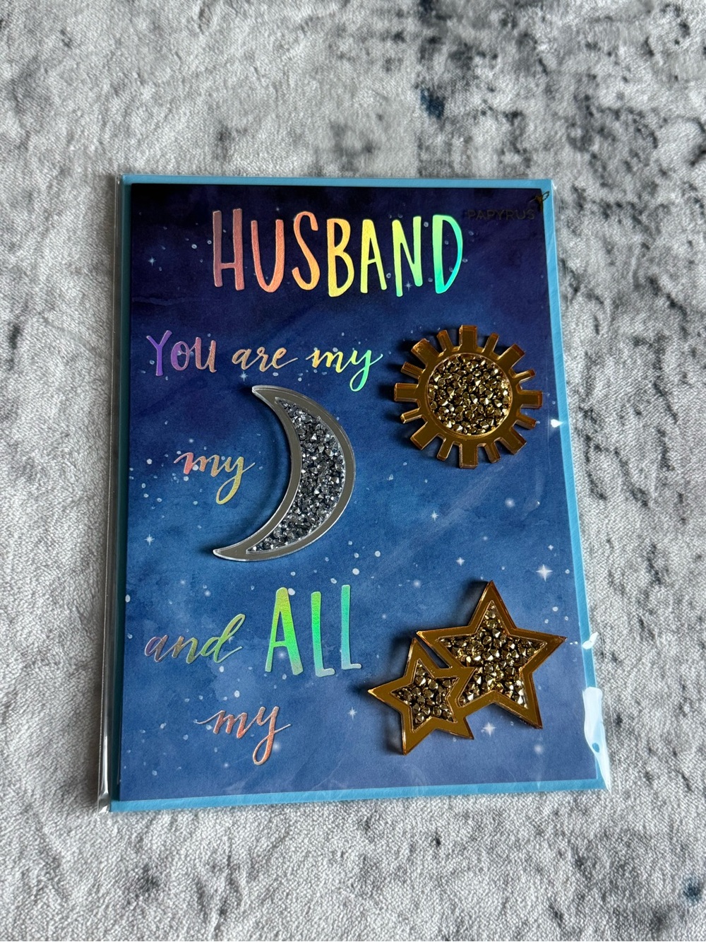 Papyrus Blue Galaxy 'HUSBAND' Father’s Day Card with Gold & SilverEmbellishments